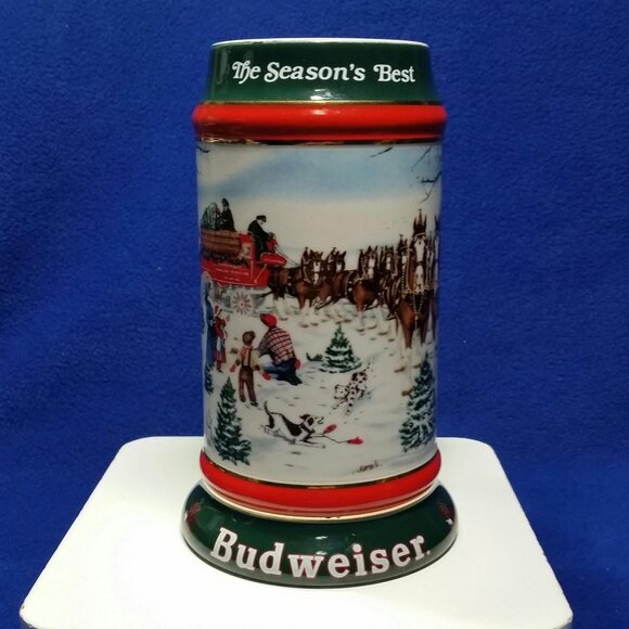 Budweiser Holiday Collection 1991 Beer Stein The Season's Best 12th In Series - Picture 1 of 10